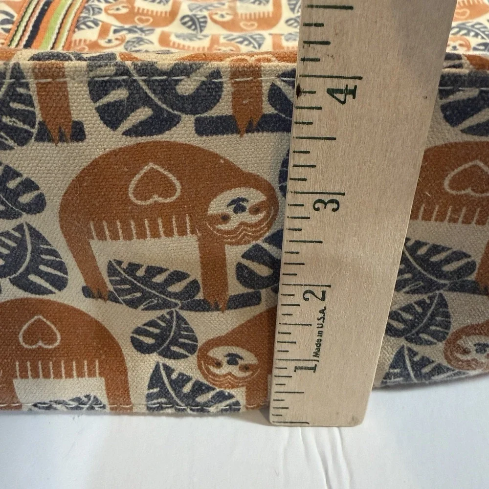 Bungalow 360 Vegan Striped Tote Bag Sloth Zippered